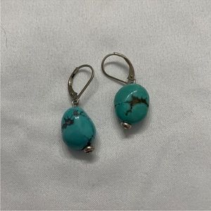 Turquoise bead earings- used in great condition- turquoise and black design